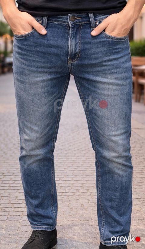 Kişilər üçün düz cins 94952819, göy, pambıq, ölçü 29 — Bakı