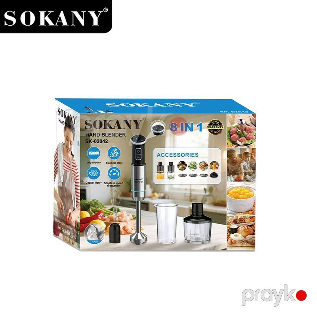 Məhsul 1851 Məhsulun adı: Sokany SK-02042 8in1, 1 L, Qara Brend — Blenderlər, xırdalayanlar və mikserlər, Bakı (3)