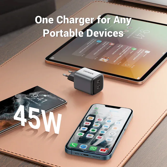 Adapter başlığı Ugreen Nexode 45W Dual Usb-c PD GaN Fast Charger — Mallar, Bakı (3)