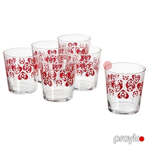 Stəkan dəsti IKEA Vinterfint 705.395.15, şüşə, 30 ml, şəffaf/qırmızı, 6 əd — Bakı