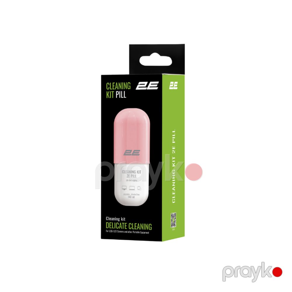 Cleaning kit 2E Pıll for office equipment (liquid 140ml, whipe 20cm), white-pink (2E-SK140PN) — Periferik cihazlar, Bakı (2)