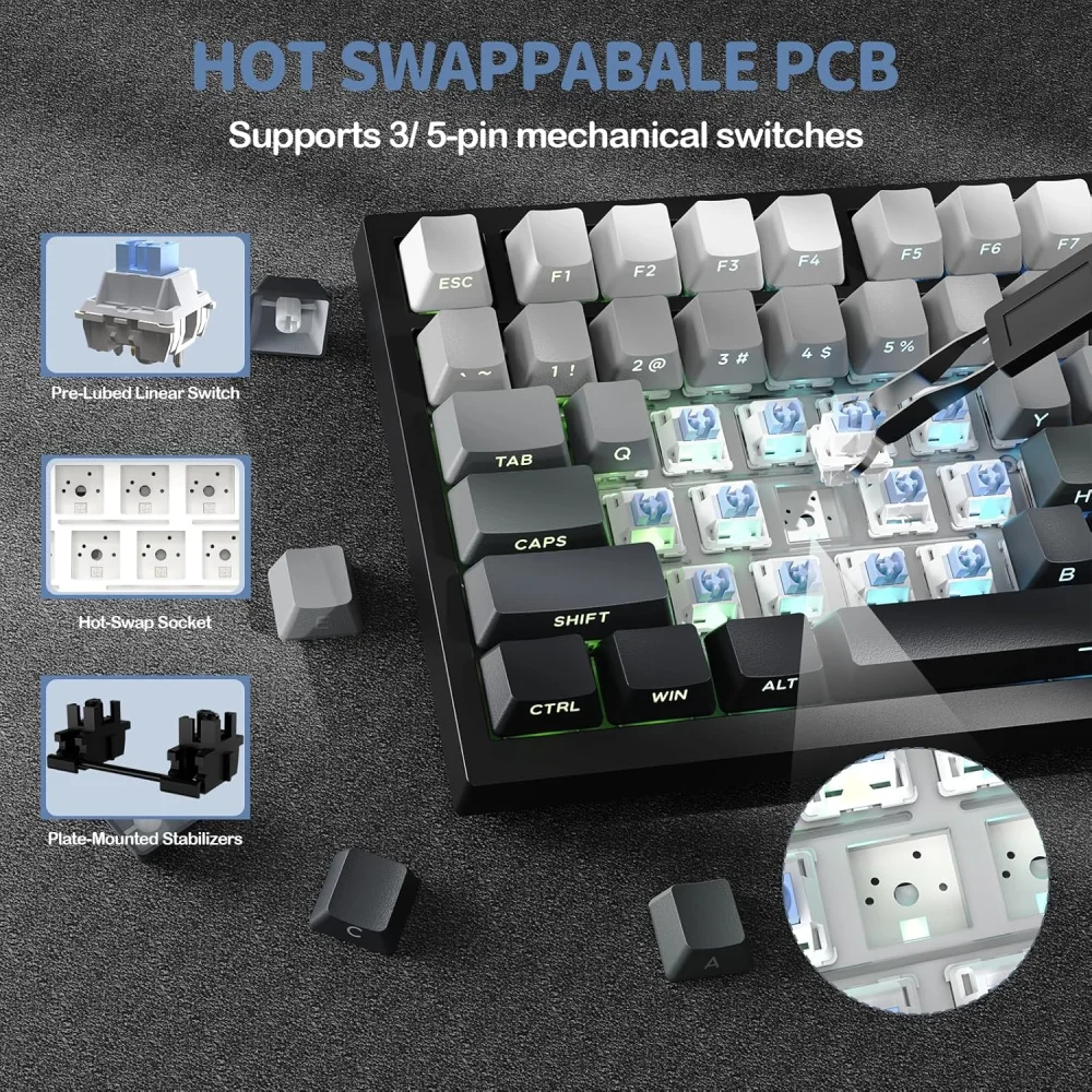 Attack Shark X820 Ultra 75% Wireless Mechanical Gaming Keyboard — Klaviaturalar və siçanlar, Bakı (5)
