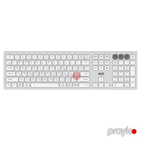 2E Keyboard membrane KS270 105key, Wl/bt, En/uk/ru, silver-white (2E-KS270WBWH) — Pctech — Periferiya cihazları