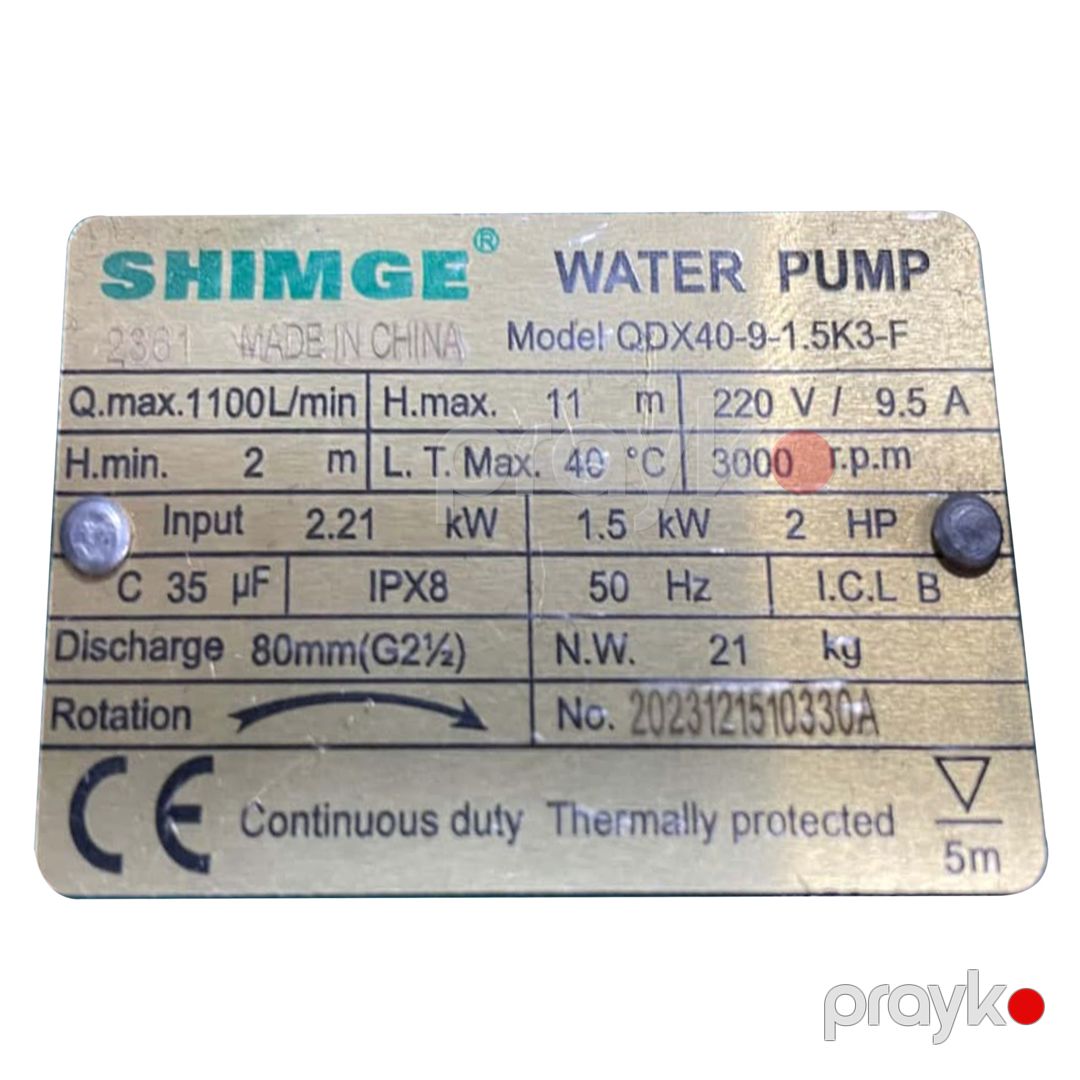 Drenaj nasosu Shimge QDX40-9-1.5-K3-F 2361 — Mallar, Bakı (2)