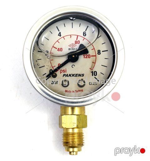 Manometr gliserin dolğulu (0-10 Bar 63 mm 1,4") Pakkens 0631001107 — Bakı
