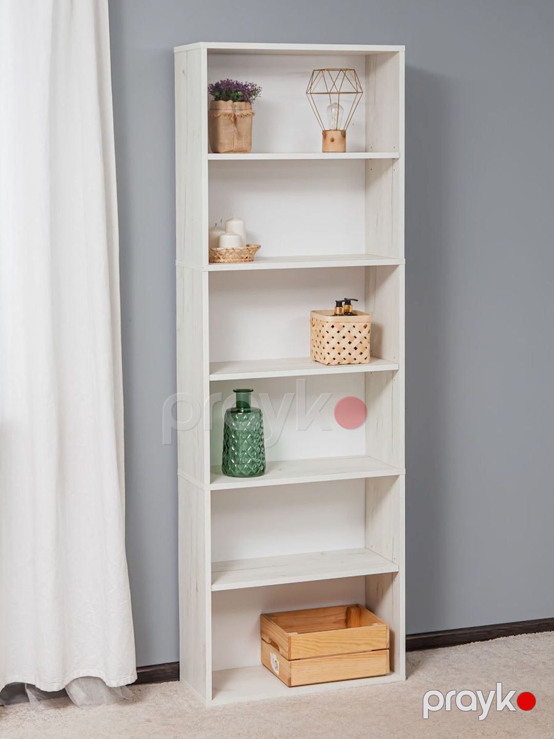 Stellaj Letta Dub White, 181х24х60 sm, Ldsp, ağ — Mallar, Bakı (3)