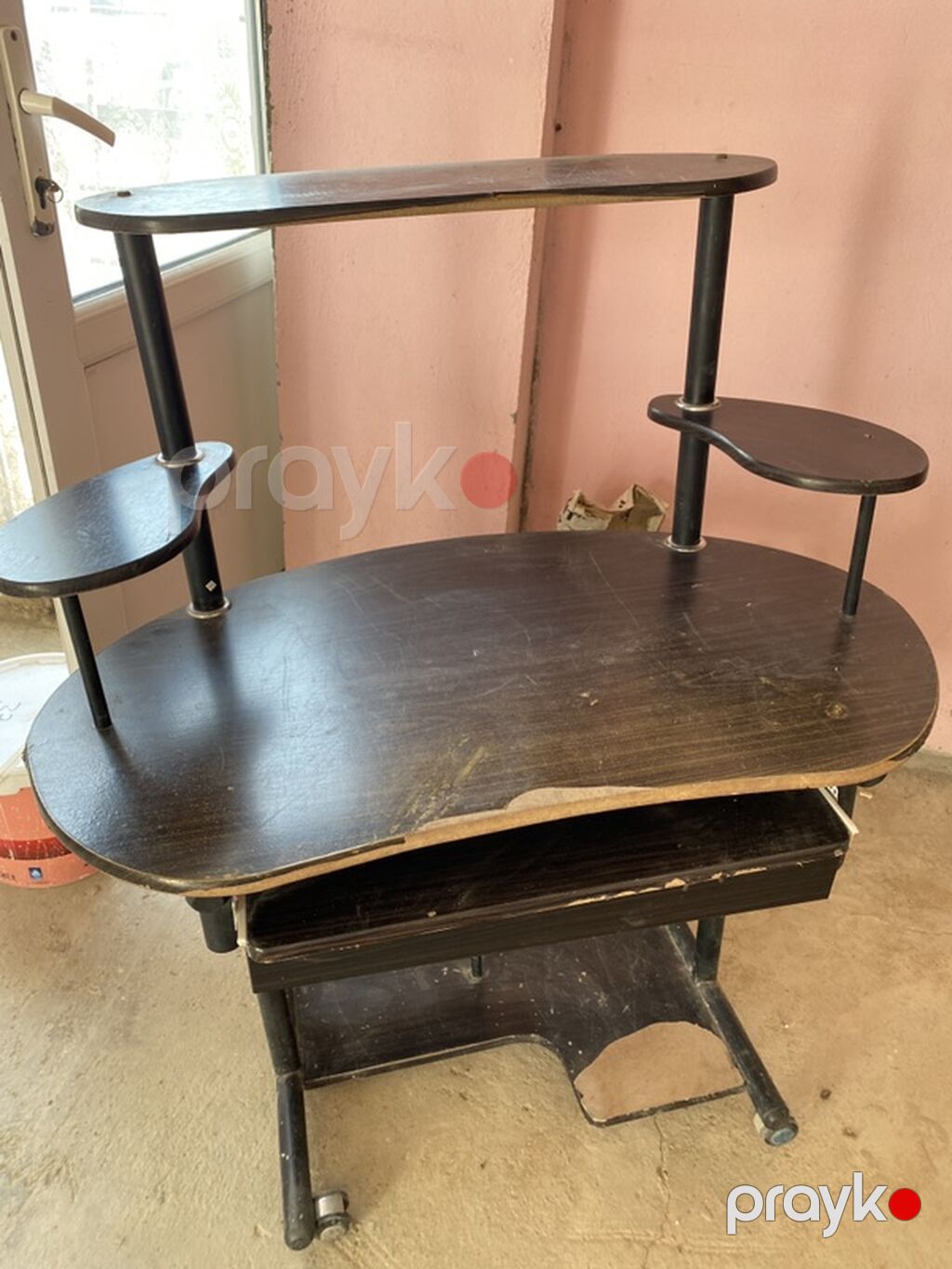 Oval masa, Polkalı, Siyirməli, Sadə laminat, Zəmanətsiz, Kredit yoxdur — Kompüter masaları və kresloları, Digah (2)
