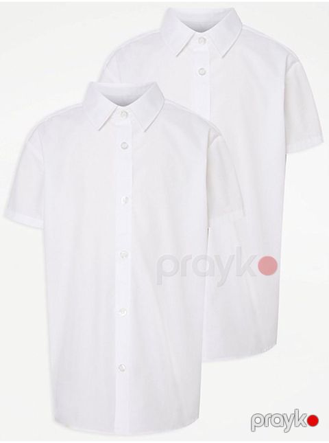 Oğlanlar üçün 2 ədədli məktəbli qısaqol köynək dəsti George shirt short sleeve, ağ, polyester/pambıq, ölçü 6-7 yaş — Bakı
