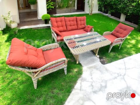 Bağ üçün mebel dəsti Raudi Eden Set MY53, divan 176x74x90 sm, kreslo 73x60x67 sm, masa 140x80x68 sm — Bakı
