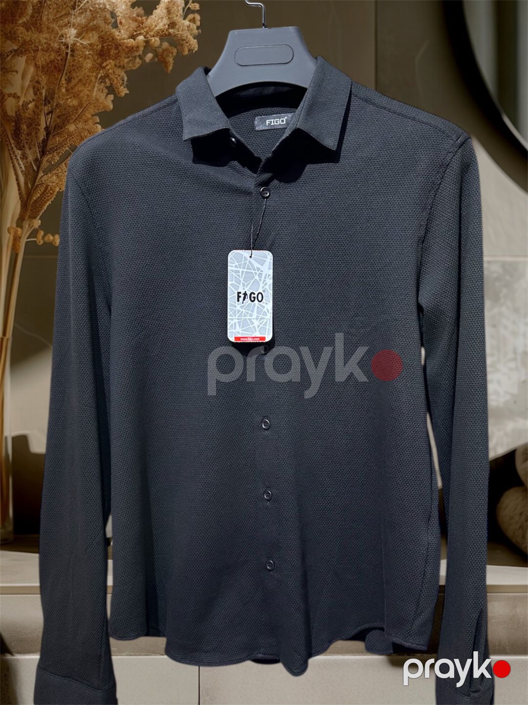 Kişilər üçün uzunqol köynək 21306982, pambıq/poliestr, qara, ölçü M — Mallar, Bakı (2)