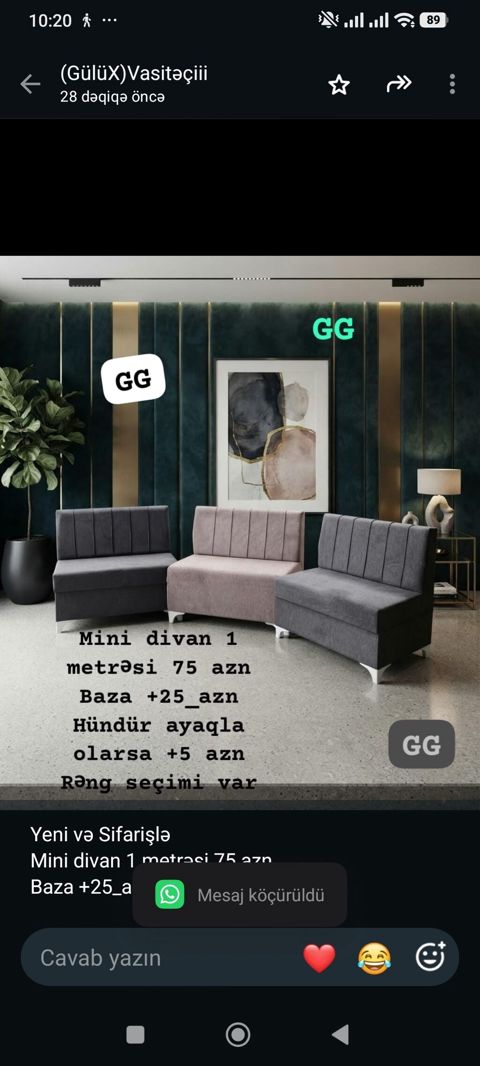 Yeni və Sifarişlə Mini divan 1 metrəsi 75 azn Baza +25_azn Hündür — Sofas