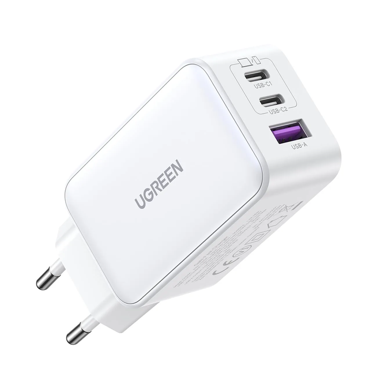 Adapter başlığı Ugreen Nexode 65W 3-Port PD GaN Fast Charger EU (White) — Mallar, Bakı (2)