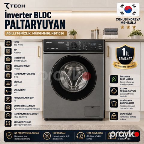 10929 Məhsulun adı: Paltaryuyan maşın 7Tech 7WM4S1280GSS1 8 kq 1200 — Bakı
