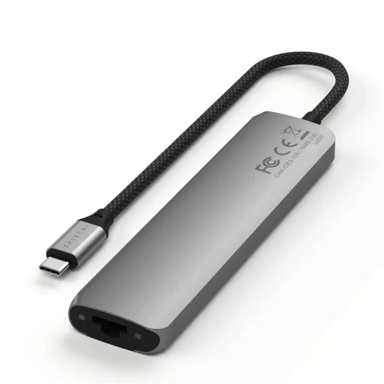HUB Satechi 7-in-1 Usb-c Slim Multiport Adapter with Ethernet Space Grey — Mallar, Bakı (3)