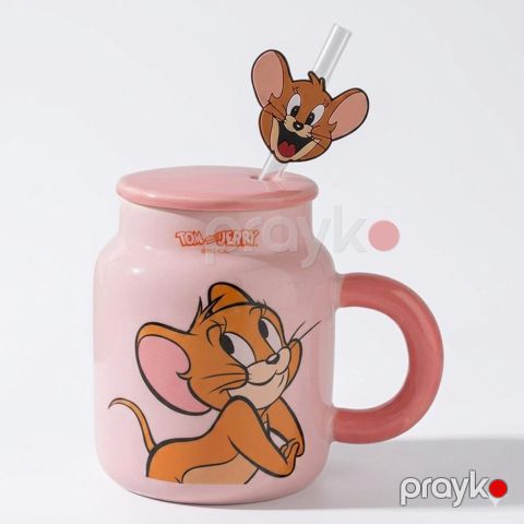 Krujka uşaqlar üçün Tom and Jerry, keramika, açıq çəhrayı — Bakı