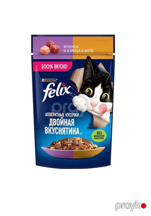 Pişiklər üçün nəm yem Purina Felix, jeledə quzu və toyuq əti ilə, 75 q — Bakı