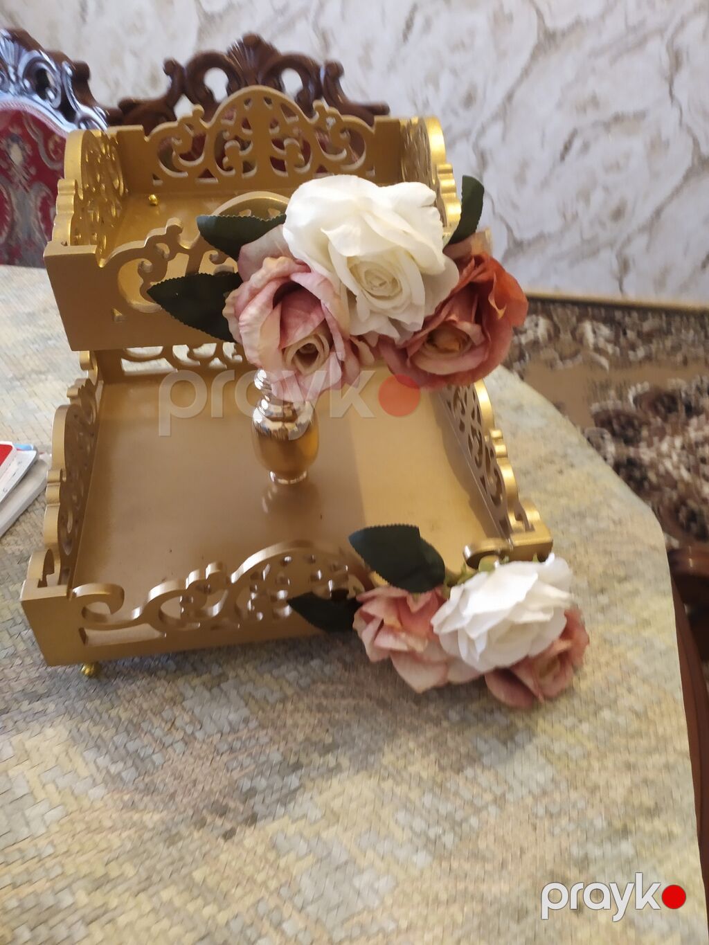 Tort və şiriniyyat qabı, rəng - Qızılı, Metal — Süfrə qabı, Bakı (2)