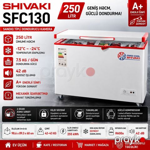 3962 Məhsulun adı: Dondurucu qutu Shivaki SFC130, damlama sistemi — Bakı