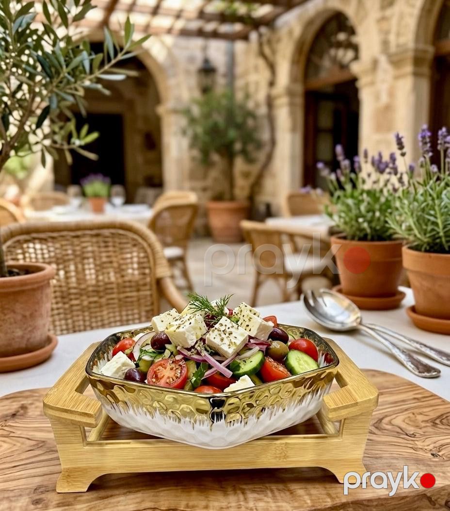 Salat qabı altlıqla birlikdə, bambuk/şüşə, 20 sm — Mallar, Bakı (2)