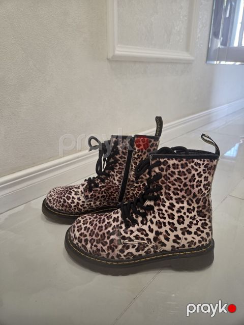 Leopard naxışlı bağcıqlı uniseks botlar - Rəng/naxış: krem fon — Bakı
