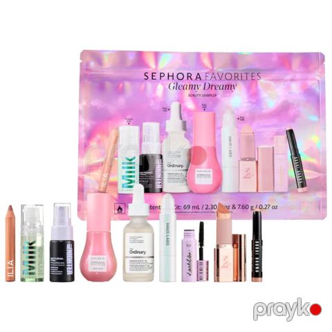 Üz üçün kosmetika dəsti Sephora Gleamy Dreamy (Dodaq üçün qələm + Üz üçün praymer + Göz ətrafı dəri üçün serum + Xaylayter + Ənlik + Kirpiklər üçün tuş + Makiyaj üçün fiksator) — Bakı