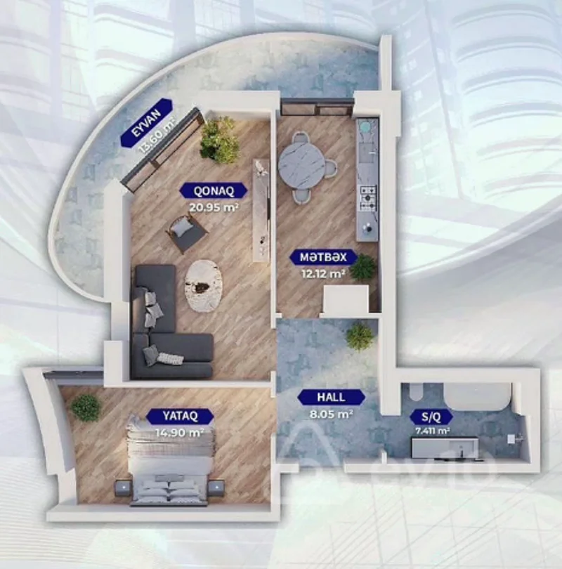 2 otaqlı mənzil, 78 m², Bakı, Qaradağ Polis İdarəsinin yanı — Mənzil, Bakı (2)