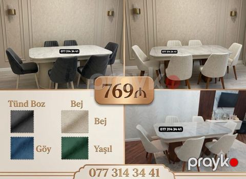 Mətbəx/Qonaq otağı üçün modern yemək masası dəsti - Forma — Bakı