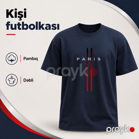 Kişilər üçün futbolka EB_1416, pambıq, tünd göy, ölçü M — Bakı