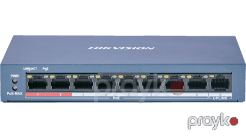Hikvision 8 Port Fast Ethernet Unmanaged POE Switch — Pctech — Surveillance cameras