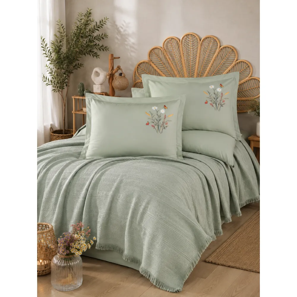 Yataq örtüyü dəsti Mollis Boutique, İki nəfərlik, Mint (8681727365591) — Bakı