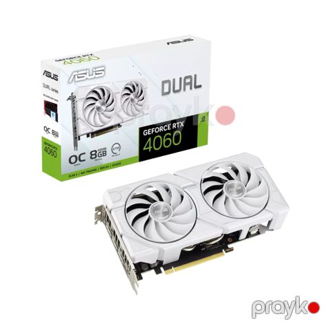 ASUS Dual GeForce RTX 4060 EVO White OC Edition 8GB GDDR6 (DUAL-RTX4060-O8G-EVO-WHITE) — Bakı