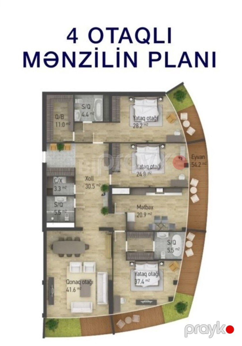 Satılır 4 otaqlı yeni tikili 240 m² — Mənzil, Bakı (2)