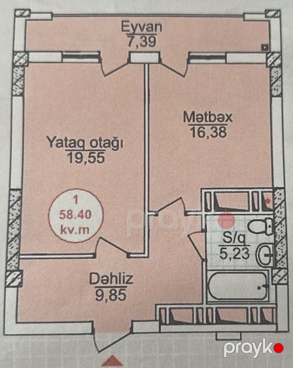 1-otaqlı yeni tikili, Binəqədi r., 58.4 m² — Mənzil, Bakı (6)