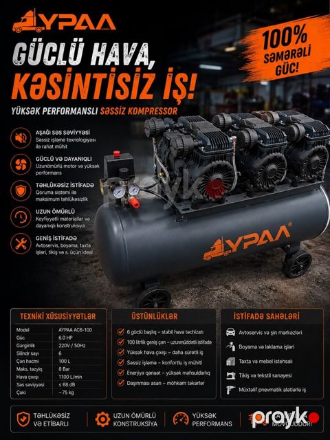 Ypaa səssiz hava kompressoru — Bakı