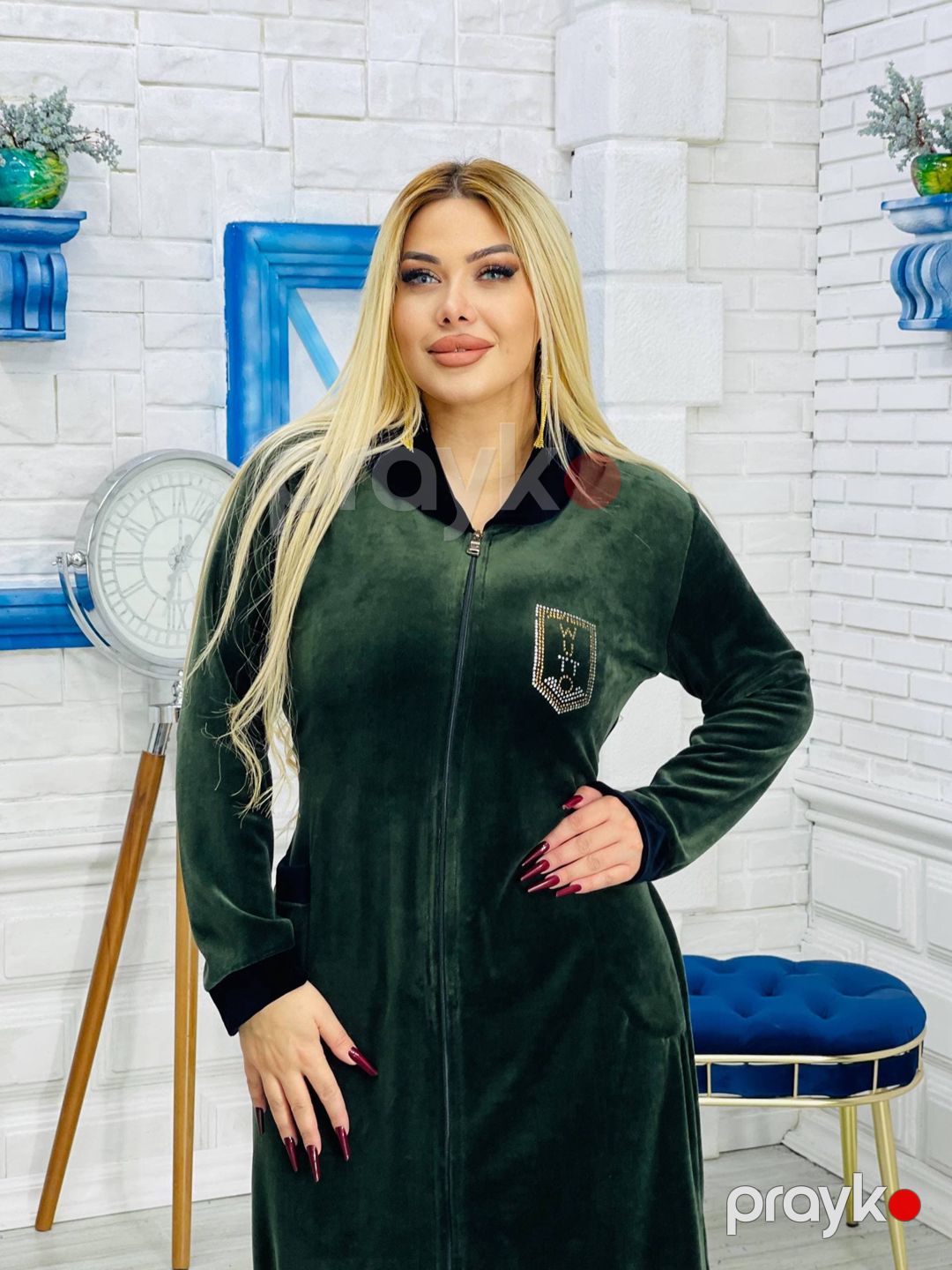 Ev xələti 2795853, tünd yaşıl, velür, ölçü 6XL — Mallar, Bakı (3)