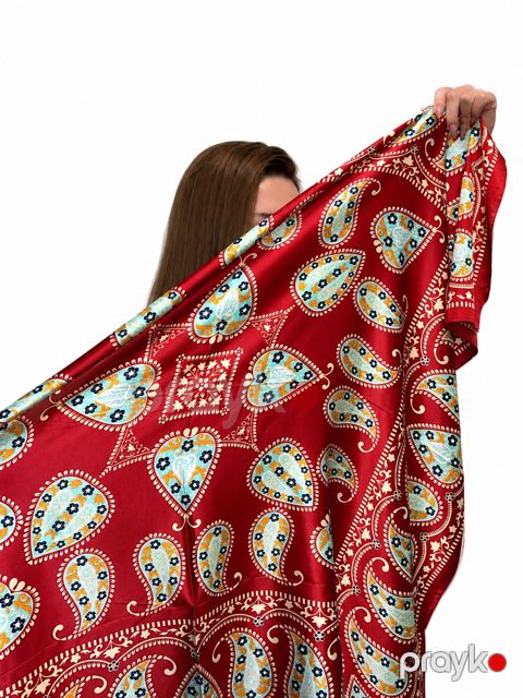 Kəlağayı qadınlar üçün CB81, ipək, qırmızı, 90x90 sm — Bakı