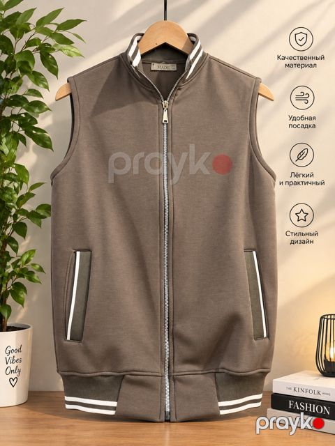Kişilər üçün yüngül jilet, qəhvəyi, pambıq, ölçü M — Bakı