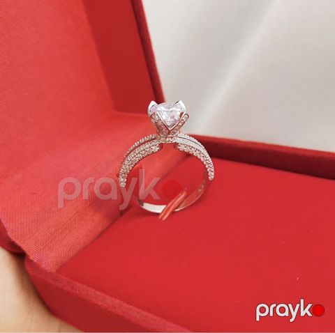Qadınlar üçün üzük Solitaire, gümüş 925 əyar, 4 q — Bakı