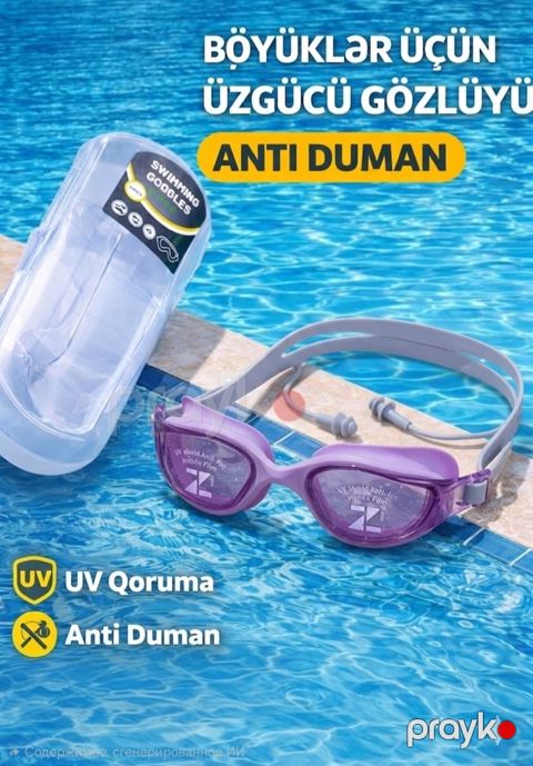 Üzgüçülük eynəyi böyüklər üçün HS9297392, bənövşəyi, ölçü One Size — Bakı