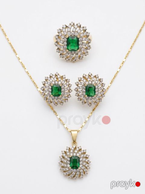 Bijuteriya dəsti Xuping Jewelry Kulonlu zəncir və sırğa və üzük Bijuteriya ərintisi Qadın üçün Qızılı 2026-158 — Bakı
