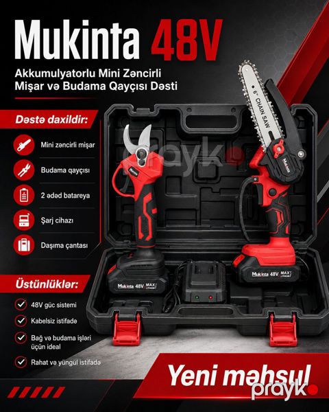 4386 Məhsulun adı: Akkumulyatorlu mini zəncirli mişar və budama — Bakı