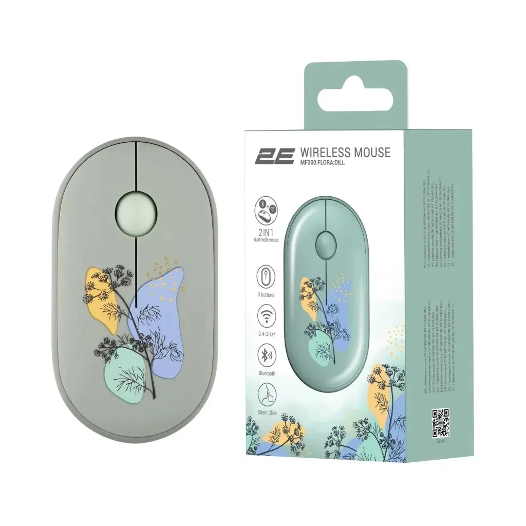 Mouse 2E MF300 Flora Dill Silent WL BT Green — Mallar, Bakı (5)