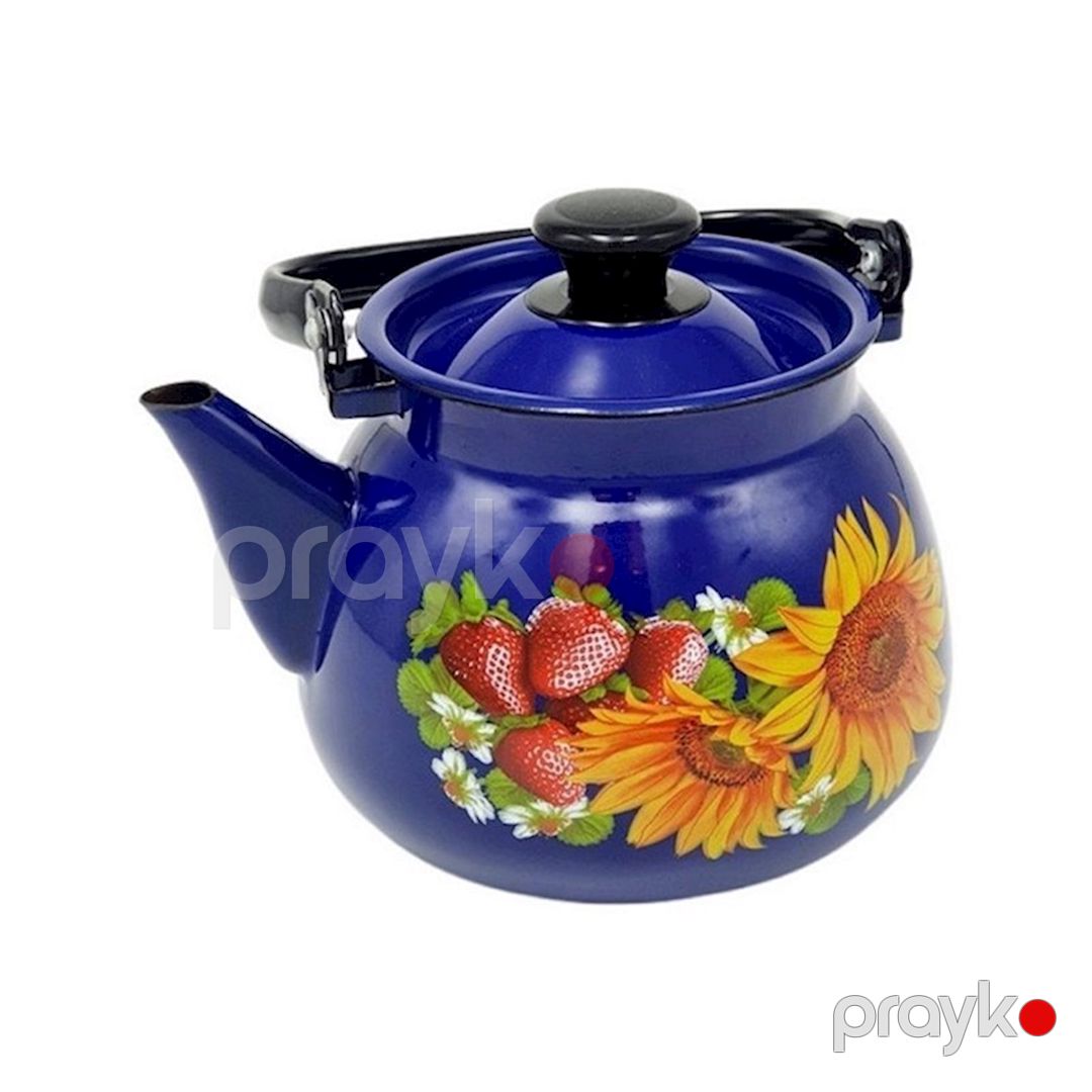 Su qaynatmaq üçün çaydan "Керченская эмаль" Günəbaxan, 3500 ml, minalanmış polad, göy — Mallar, Bakı (2)