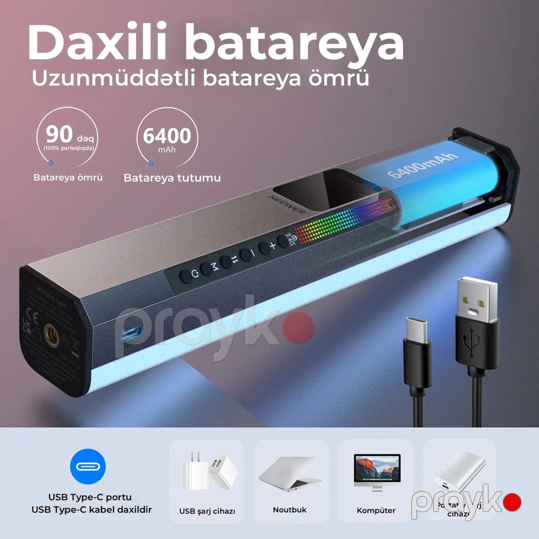 RGB LED boru işıq Neewer RGB1 — Foto və video texnikası, Bakı (6)