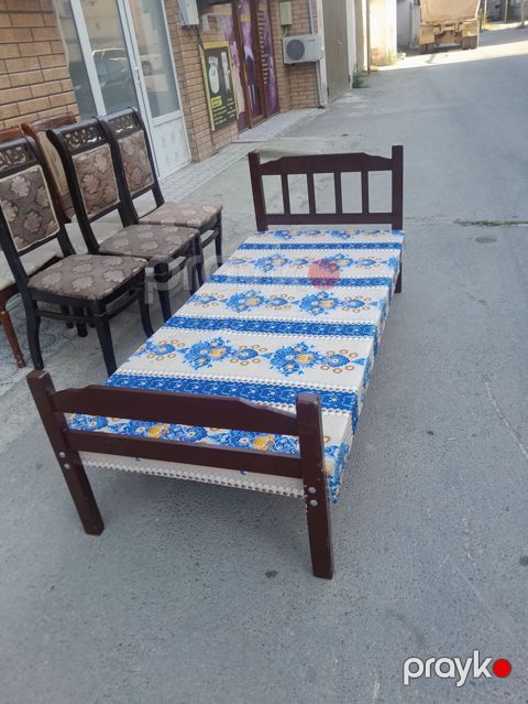 Taxta tək nəfərlik çarpayı - Material: taxta karkas, qaranlıq qəhvəyi — Xırdalan