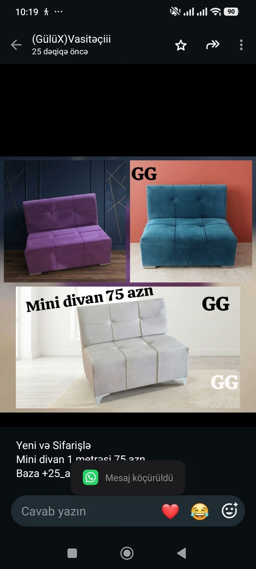Yeni və Sifarişlə Mini divan 1 metrəsi 75 azn Baza +25_azn Hündür — Divanlər, Bakı