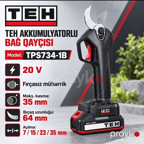 Bağban qayçısı TEH TPS734-1B budaqlar üçün polad 16 sm — Bakı