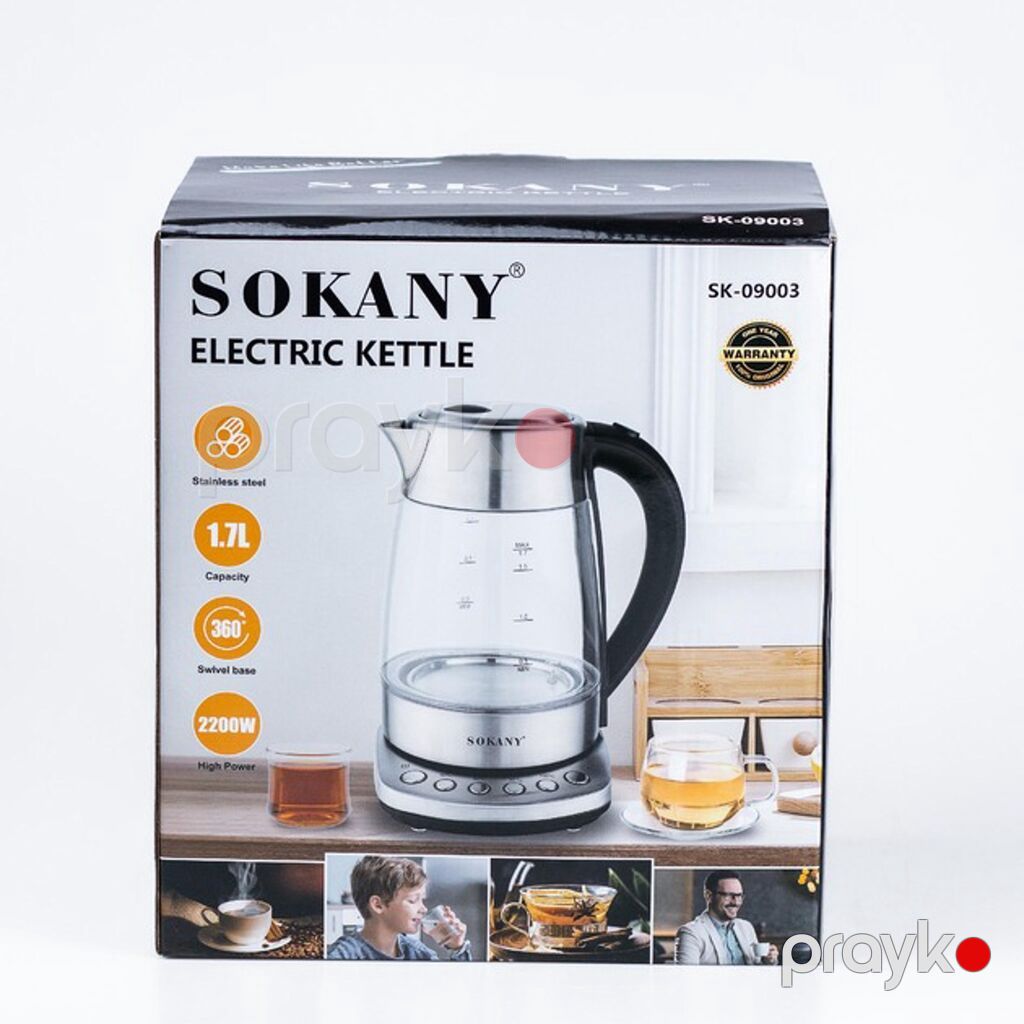 4853 Məhsulun adı: Elektrik çaydan Sokany SK-09003 Black/Silver — Elektrik çaydanları və termoslar, Bakı (5)