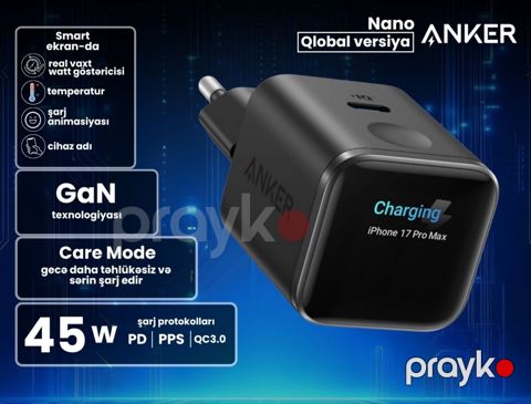 Anker adapter Smart 45W EU — Bakı