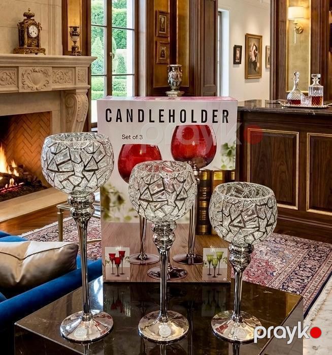 Şirniyyat qabı No brand Dairəvi Şüşə 1 bölmə 30/35/40 sm Lavrint Decor Gumus 3-lu cam sunumluk — Mallar, Bakı (2)